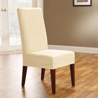 Sure Fit Soft Suede Cream Short Dining Chair Cover