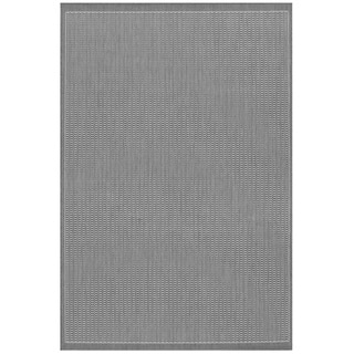 Power-Loomed Pergola Deco Grey/White Polypropylene Rug (5'3 x 7'6)