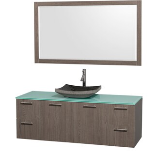 Wyndham Collection 'Amare' 60-inch Grey Oak/ Green Top/ Granite Sink Vanity Set