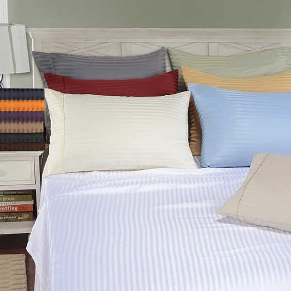Superior Wrinkle Resistant Microfiber Stripe Pillowcases (Set of 2)