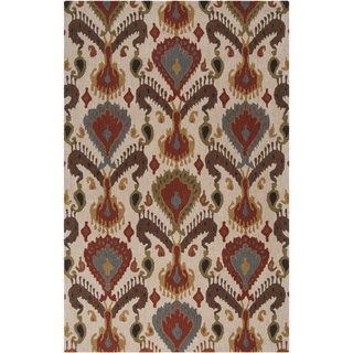 Hand-tufted Warm Ikat Parchment Wool Rug (2' x 3')