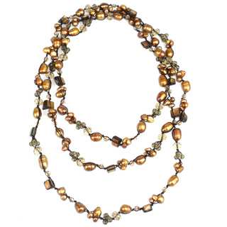 Hand-knotted Gold Freshwater Pearl Necklace (China)
