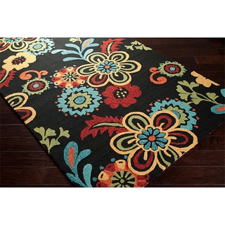 Hand-hooked Bold Daisies Caviar Indoor/Outdoor Floral Rug (5' x 7'6)