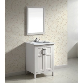 WYNDENHALL Salem White 2-door 24-inch Bath Vanity Set with White Quartz Marble Top