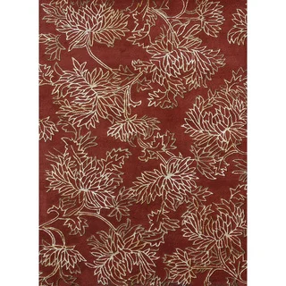 Hand-tufted Jackson Red Wool Rug (5'0 x 7'6)