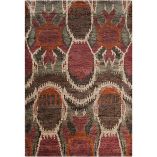 Hand-woven Abstract Turbo Red Abstract Hemp Rug (2' x 3')