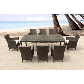 Italy 220 Wicker Patio Table and Chairs Outdoor Dining Set for 8 by Beliani