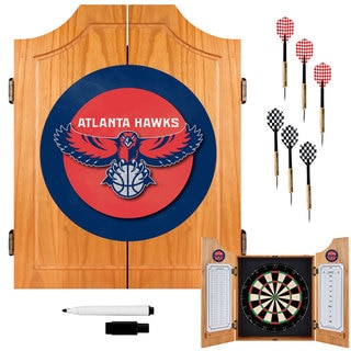 Officially Licensed NBA Atlanta Hawks Wood Dart Cabinet Set
