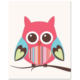 Secretly Designed 'Stripe Belly Owl on Tree' Unframed Art Print