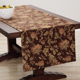 Corona Decor Extra Wide Italian Woven 95 x 26-inch Rust Floral Table Runner