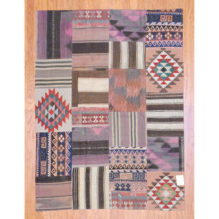 Herat Oriental Afghan Hand-woven 1960s Semi-antique Tribal Patchwork Wool Kilim (5' x 6'10)