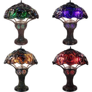 Tiffany Style Turtleback Table Lamp with Lighted Base