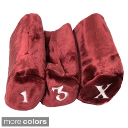Pro Source Embroidered Golf Club Cylinder Fur Headcovers (Set of 3)