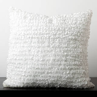 Cadence White Ribbon Ruffle 22-inch Decorative Down Pillow