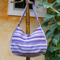 Handcrafted Cotton 'Violet Synchronicity' Hobo Bag (Guatemala)