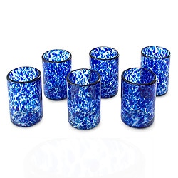 Set of 6 Blown Glass 'Marine' Tumblers (Mexico)