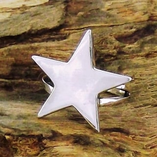 Big Shiny Solid Star .925 Sterling Silver Ring (Thailand)