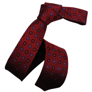 Dmitry Men's Red Italian Silk Patterned Skinny Tie