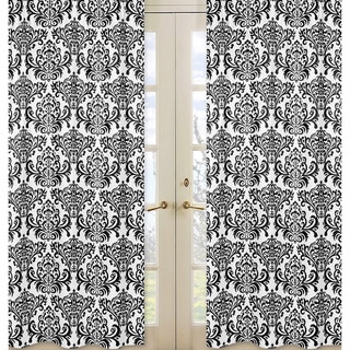 Sweet Jojo Designs Black and White 84-inch Window Treatment Curtain Panel Pair for Black and White Isabella Collection