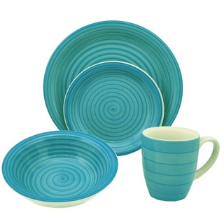 16-Piece Blue Swirl Stoneware Dinnerware Set