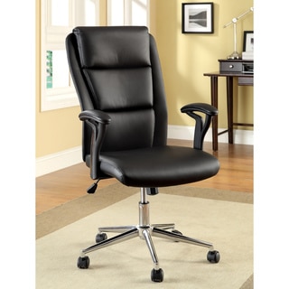Furniture of America Classic Black High-back Leatherette Adjustable Office Chair