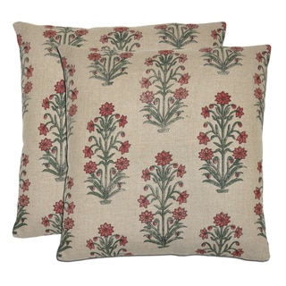Kosas Home Bella Printed Plants Linen l Throw Pillows (Set of 2)