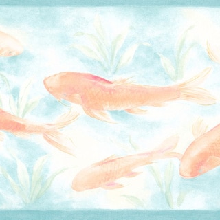 Aqua Koi Fish Border Wallpaper