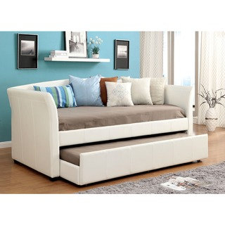 Furniture of America Buckies Contemporary Leatherette Day Bed with Rolling with Trundle
