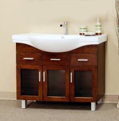 Medium Walnut 39.8-inch Single Bathroom Vanity With Sink