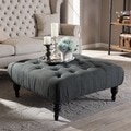 Baxton Studio Keswick Beige Linen Modern Tufted Ottoman