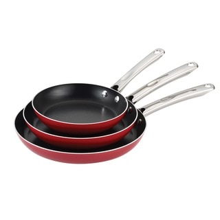 Farberware Aluminum Nonstick 3-piece Red Skillet Set