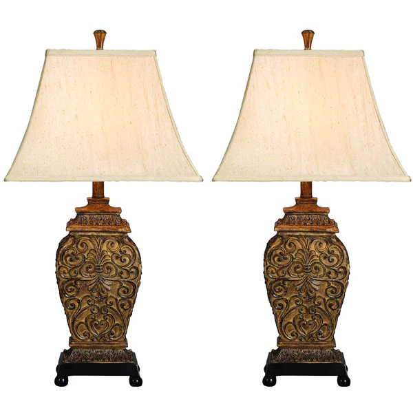 Frech Scrolls 3-Way 30-inch Table Lamp (Set of 2)