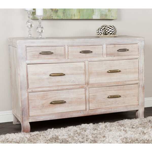 Cosmo Rustic Antique White Wood 7-drawer Dresser by Kosas Home. Opens flyout.