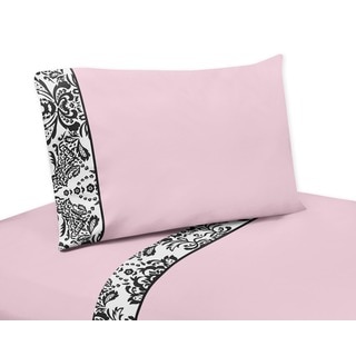 Sweet JoJo Designs 200 Thread Count Pink and Black Sophia Bedding Collection Sheet Set