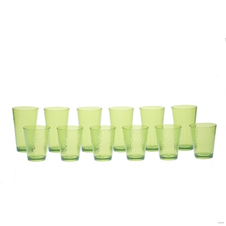 Certified International Lime Hammered Glass 12-piece Drinkware Set