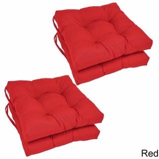 Blazing Needles 16-inch Square Tufted Twill Dining Chair Cushions (Set of 4)