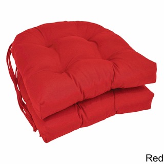 Blazing Needles 16-inch U-Shaped Tufted Twill Dining Chair Cushions (Set of 2)