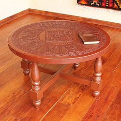 Mohena Wood and Leather 'Andean Heritage' Coffee Table (Peru)