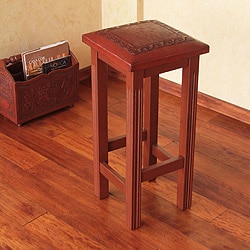 Handcrafted Mohena and Leather 'Andean Empress' Bar Stool (Peru)