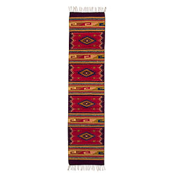 Handcrafted Wool 'Teotitlan Sunset' Runner (1'5 x 6'5) (Mexico)