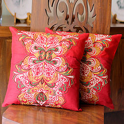 Set of 2 Handcrafted Polyester 'Celebration' Cushion Covers (India)
