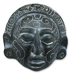 Handmade Ceramic 'Maya Night Voyage' Mask (El Salvador)