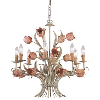 Crystorama Southport Collection 8-light Sage/ Rose Chandelier
