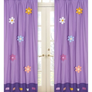 Sweet Jojo Designs Purple, Yellow, Pink, Turquoise, Green and Orange Daisies 84-inch Window Treatment Curtain Panel Pair