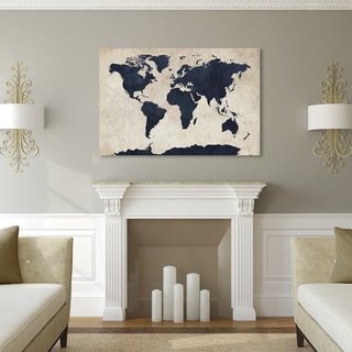 Michael Tompsett 'World Map - Navy' canvas art