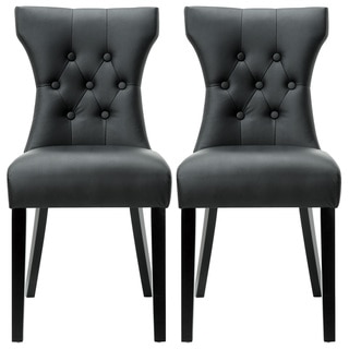 Modway Silhouette Modern Black Dining Chairs (Set of 2)