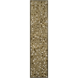 Martha Stewart Mosaic Oolong Tea Green Wool/ Viscose Rug (2' 3 x 10')