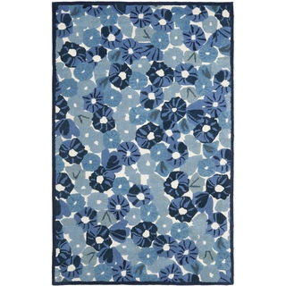 Martha Stewart Poppy Field Azurite Blue Wool/ Viscose Rug (9' 6 x 13' 6)