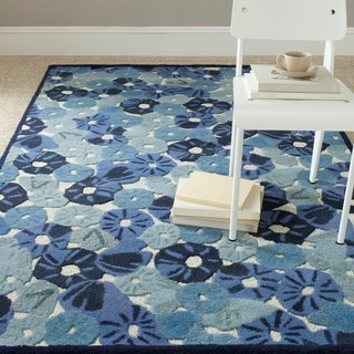 Martha Stewart by Safavieh Poppy Field Azurite Blue Wool/ Viscose Rug (4' x 6')