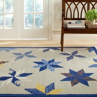 Martha Stewart Lemoyne Star Azurite Blue Wool Rug (5' x 8')